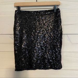 CHARLOTTE RUSSE black sequin mini skirt sz XS